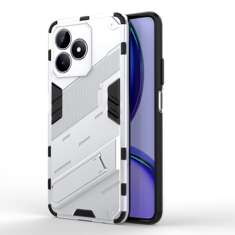 For Realme C53 4G Punk Armor 2 in 1 PC + TPU Phone Case with Holder(White) - Realme Cases by PMC TechLife | Online Shopping South Africa | PMC TechLife | Buy Now Pay Later Mobicred