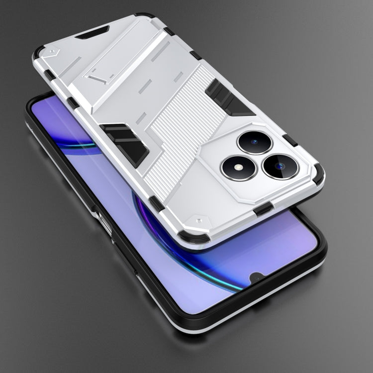 For Realme C53 4G Punk Armor 2 in 1 PC + TPU Phone Case with Holder(White) - Realme Cases by PMC TechLife | Online Shopping South Africa | PMC TechLife | Buy Now Pay Later Mobicred