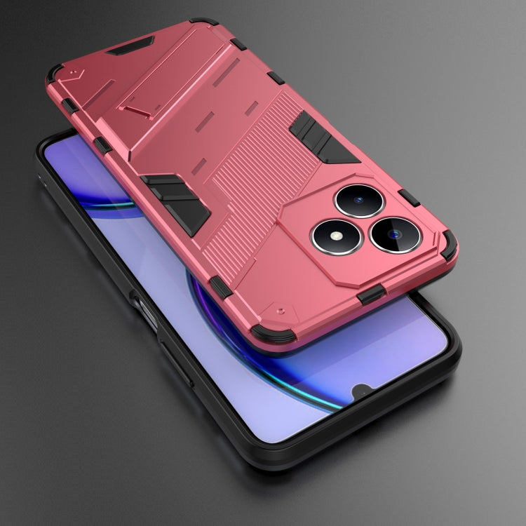 For Realme C53 4G Punk Armor 2 in 1 PC + TPU Phone Case with Holder(Light Red) - Realme Cases by PMC TechLife | Online Shopping South Africa | PMC TechLife | Buy Now Pay Later Mobicred