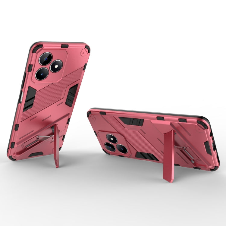 For Realme C53 4G Punk Armor 2 in 1 PC + TPU Phone Case with Holder(Light Red) - Realme Cases by PMC TechLife | Online Shopping South Africa | PMC TechLife | Buy Now Pay Later Mobicred