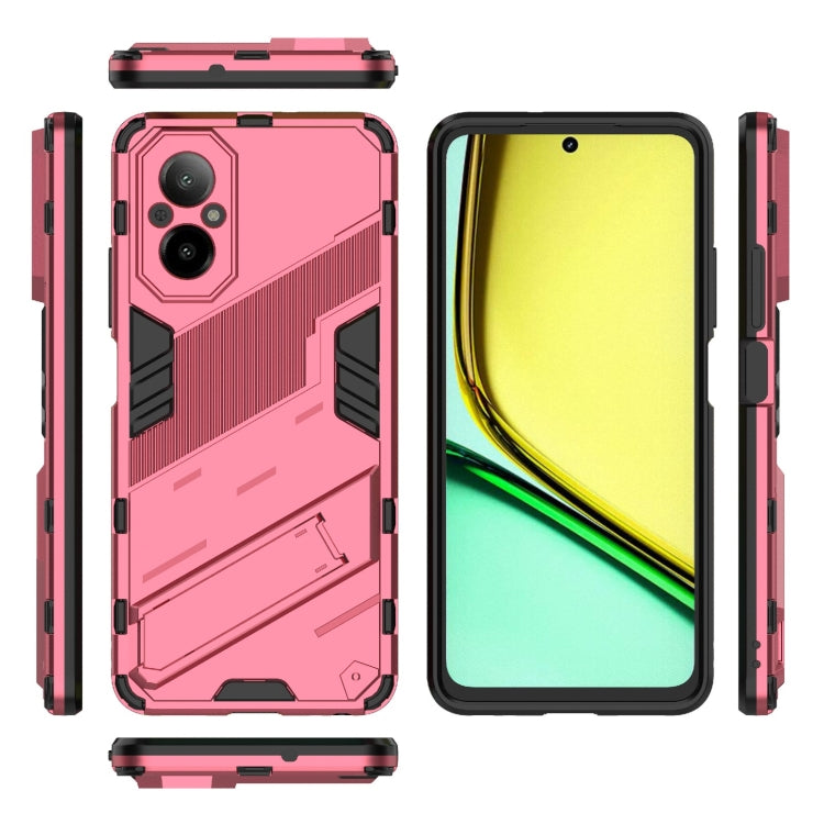 For Realme C67 4G Global Punk Armor 2 in 1 PC + TPU Phone Case with Holder(Light Red) - Realme Cases by PMC TechLife | Online Shopping South Africa | PMC TechLife | Buy Now Pay Later Mobicred