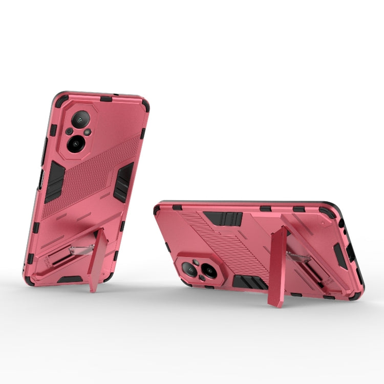 For Realme C67 4G Global Punk Armor 2 in 1 PC + TPU Phone Case with Holder(Light Red) - Realme Cases by PMC TechLife | Online Shopping South Africa | PMC TechLife | Buy Now Pay Later Mobicred