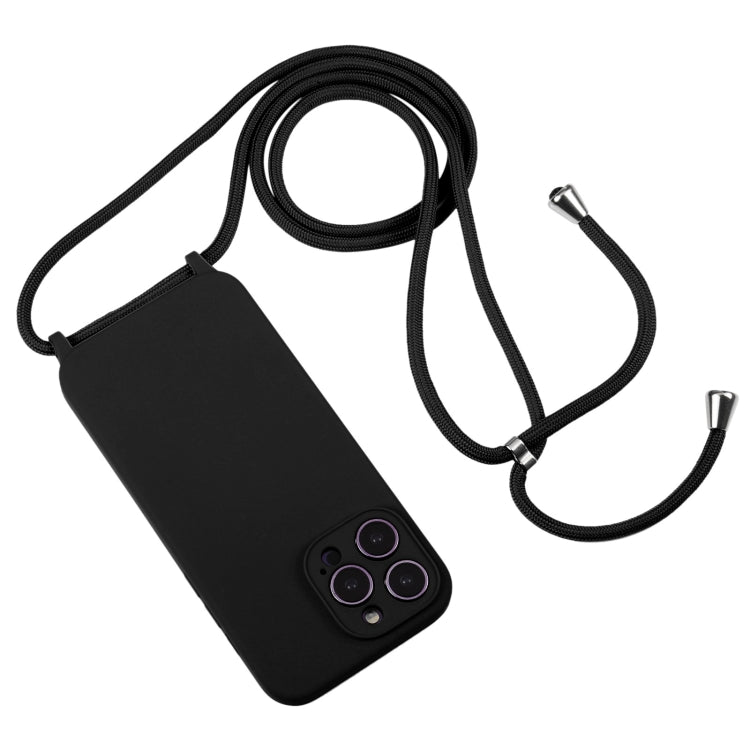 For iPhone 15 Pro Crossbody Lanyard Liquid Silicone Case(Black) - iPhone 15 Pro Cases by PMC TechLife | Online Shopping South Africa | PMC TechLife