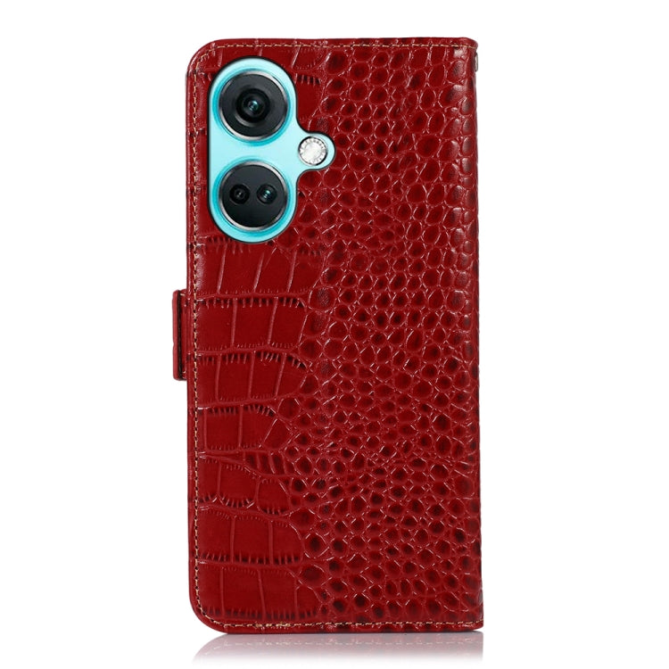 For OnePlus Nord CE3 5G Crocodile Top Layer Cowhide Leather Phone Case(Red) - OnePlus Cases by PMC TechLife | Online Shopping South Africa | PMC TechLife | Buy Now Pay Later Mobicred