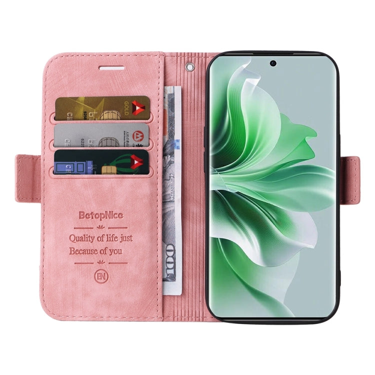 For OPPO Reno11 Pro 5G Global BETOPNICE Dual-side Buckle Leather Phone Case(Pink) - OPPO Cases by BETOPNICE | Online Shopping South Africa | PMC Jewellery | Buy Now Pay Later Mobicred