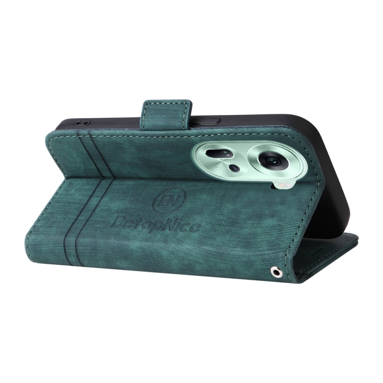 For OPPO Reno11 5G Global BETOPNICE Dual-side Buckle Leather Phone Case(Green) - OPPO Cases by BETOPNICE | Online Shopping South Africa | PMC Jewellery | Buy Now Pay Later Mobicred