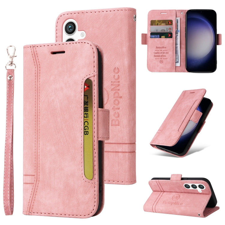 For Samsung Galaxy S24 BETOPNICE Dual-side Buckle Leather Phone Case(Pink) - free shipping - PMC Jewellery - Order now!
