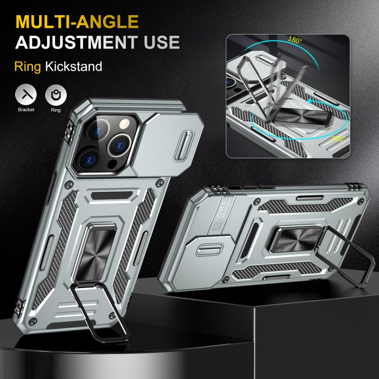 For iPhone 16 Pro Armor PC + TPU Camera Shield Phone Case(Grey) - iPhone 16 Pro Cases by PMC TechLife | Online Shopping South Africa | PMC TechLife | Buy Now Pay Later Mobicred