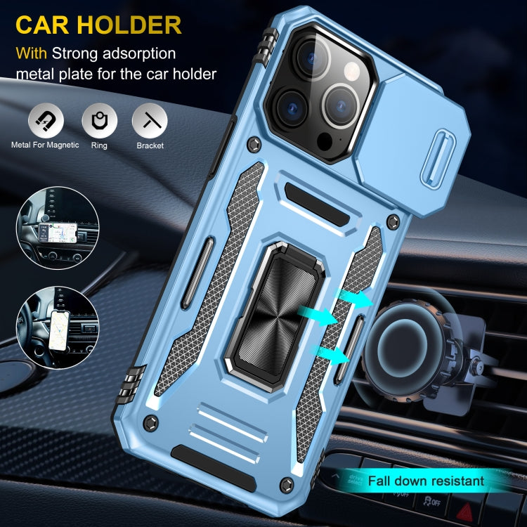 For iPhone 16 Pro Armor PC + TPU Camera Shield Phone Case(Light Blue) - iPhone 16 Pro Cases by PMC TechLife | Online Shopping South Africa | PMC TechLife | Buy Now Pay Later Mobicred