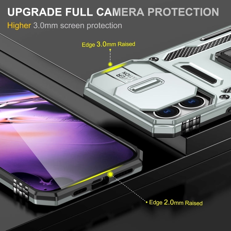 For iPhone 16 Plus Armor PC + TPU Camera Shield Phone Case(Grey) - iPhone 16 Plus Cases by PMC TechLife | Online Shopping South Africa | PMC TechLife | Buy Now Pay Later Mobicred