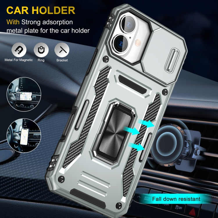 For iPhone 16 Plus Armor PC + TPU Camera Shield Phone Case(Grey) - iPhone 16 Plus Cases by PMC TechLife | Online Shopping South Africa | PMC TechLife | Buy Now Pay Later Mobicred