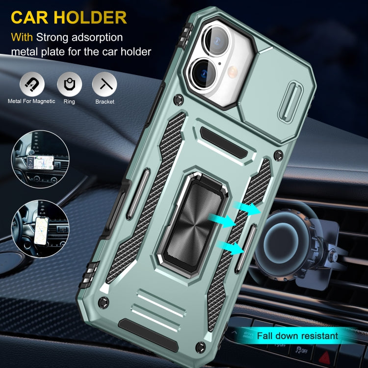 For iPhone 16 Armor PC + TPU Camera Shield Phone Case(Alpine Green) - iPhone 16 Cases by PMC TechLife | Online Shopping South Africa | PMC TechLife | Buy Now Pay Later Mobicred