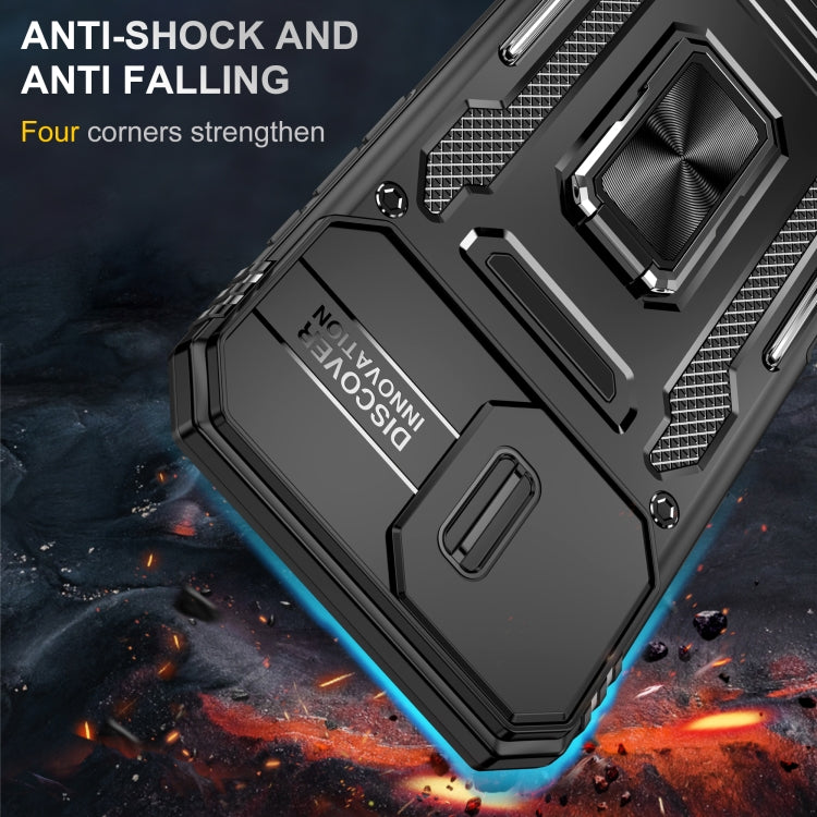 For iPhone 16 Armor PC + TPU Camera Shield Phone Case(Black) - iPhone 16 Cases by PMC TechLife | Online Shopping South Africa | PMC TechLife | Buy Now Pay Later Mobicred