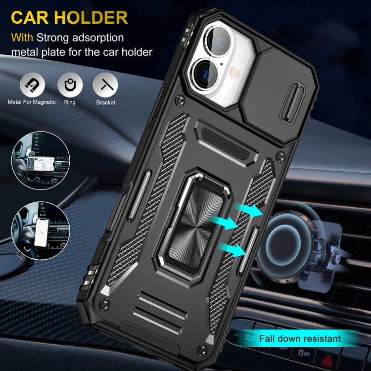 For iPhone 16 Armor PC + TPU Camera Shield Phone Case(Black) - iPhone 16 Cases by PMC TechLife | Online Shopping South Africa | PMC TechLife | Buy Now Pay Later Mobicred