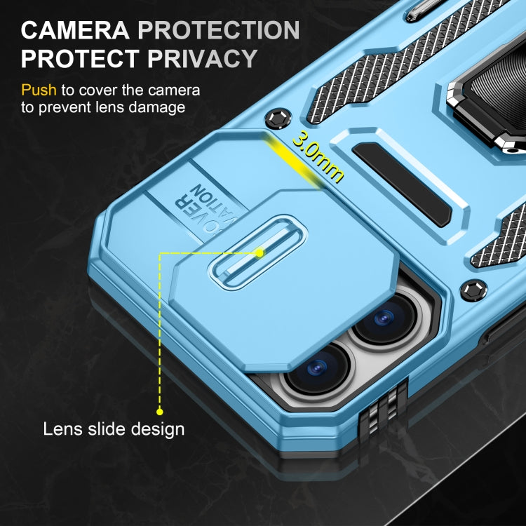 For iPhone 16 Armor PC + TPU Camera Shield Phone Case(Light Blue) - iPhone 16 Cases by PMC TechLife | Online Shopping South Africa | PMC TechLife | Buy Now Pay Later Mobicred