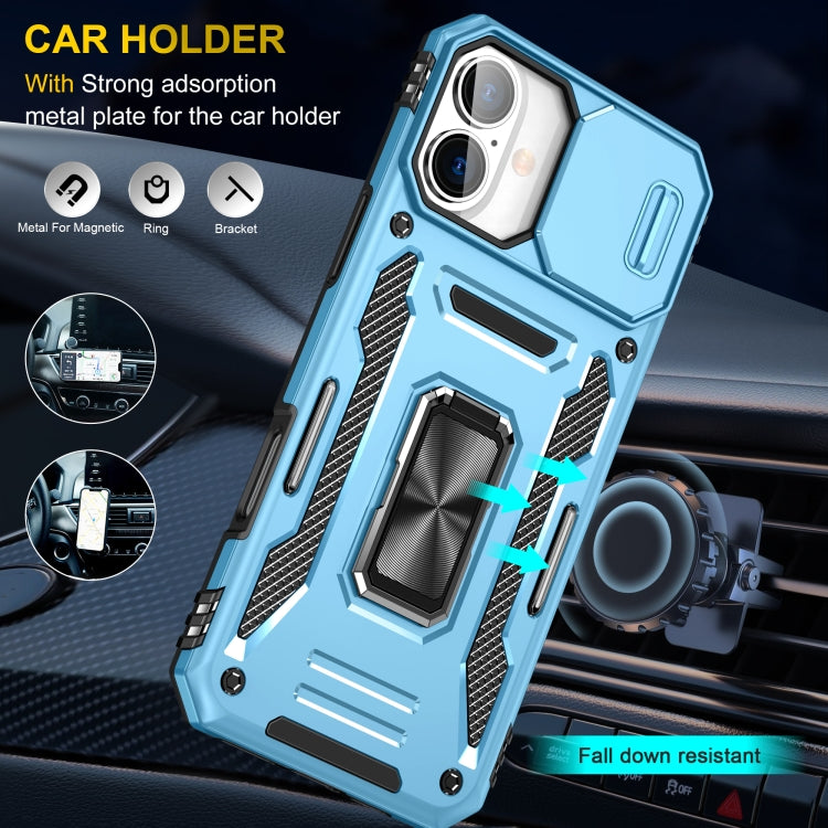 For iPhone 16 Armor PC + TPU Camera Shield Phone Case(Light Blue) - iPhone 16 Cases by PMC TechLife | Online Shopping South Africa | PMC TechLife | Buy Now Pay Later Mobicred