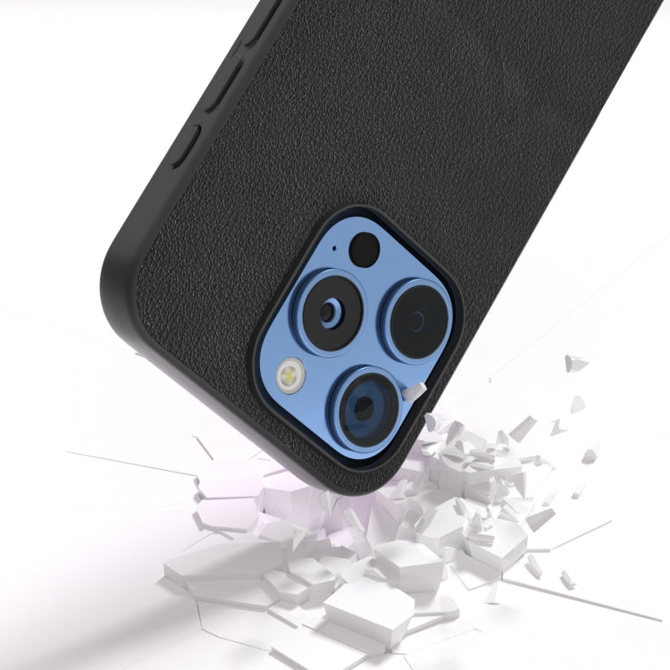 For iPhone 16 Pro Max ABEEL Genuine Leather Wave Black Edge Phone Case(Black) - iPhone 16 Pro Max Cases by PMC TechLife | Online Shopping South Africa | PMC TechLife | Buy Now Pay Later Mobicred