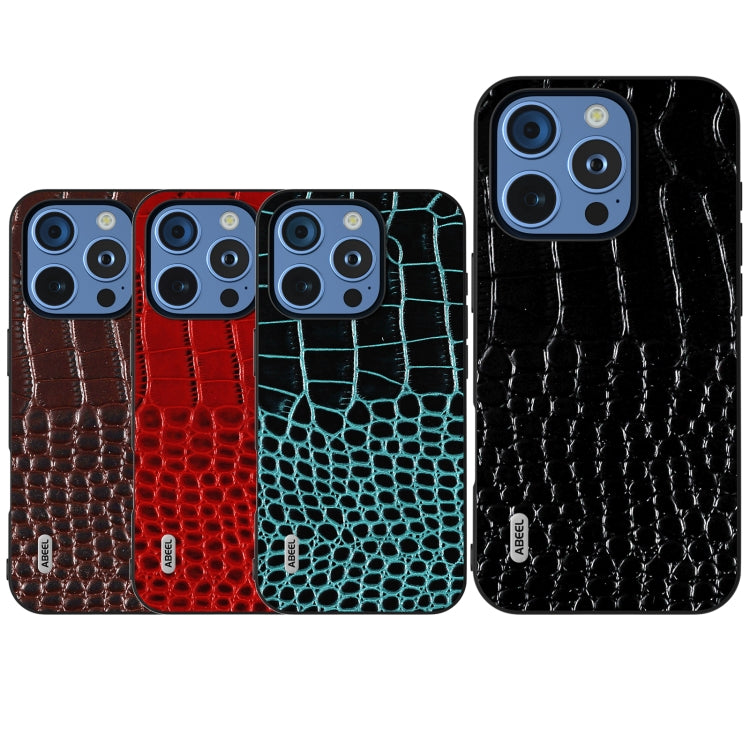 For iPhone 16 Pro Max ABEEL Genuine Leather Crocodile Pattern Black Edge Phone Case(Black) - iPhone 16 Pro Max Cases by PMC TechLife | Online Shopping South Africa | PMC TechLife | Buy Now Pay Later Mobicred