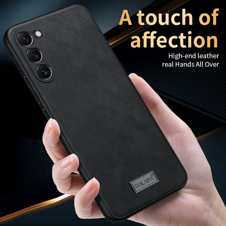 For Samsung Galaxy S23 Ultra 5G SULADA Shockproof TPU Hybrid Handmade Leather Phone Case(Brown) - free shipping - PMC TechLife - Order now!