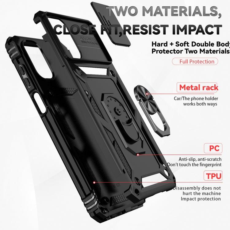 For Motorola Moto G22 5G / Moto G Play 2024 Sliding Camshield Holder Phone Case(Black) - Motorola Cases by PMC Jewellery | Online Shopping South Africa | PMC Jewellery | Buy Now Pay Later Mobicred