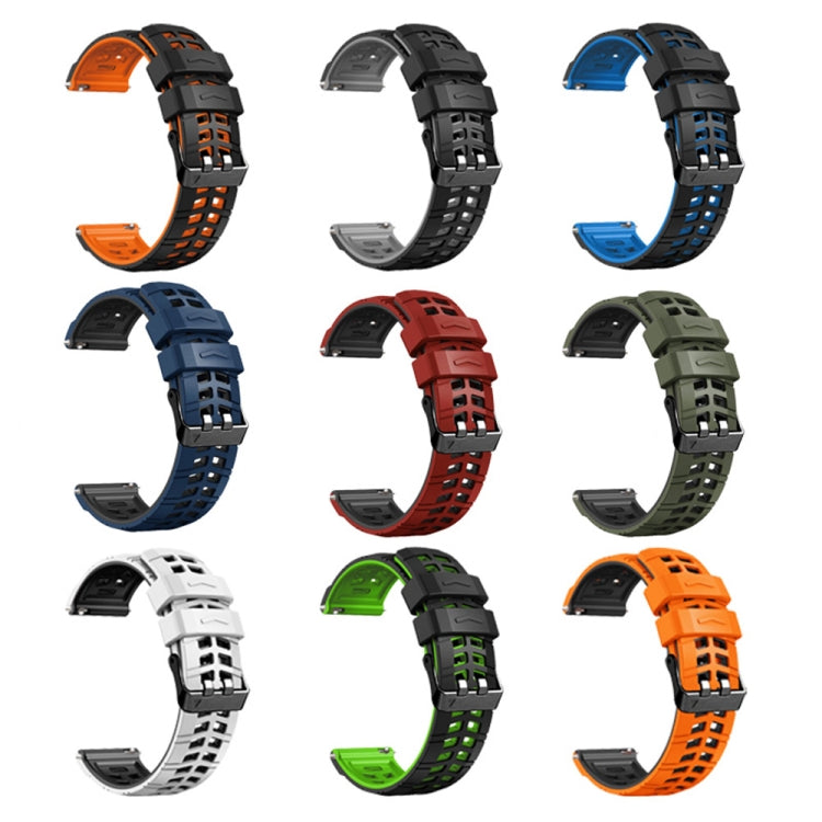 For Huawei Watch4 / 4 Pro / Watch3 / 3 Pro 22mm Double-row Hole Two-color Silicone Watch Band(Black Blue) - free shipping - PMC TechLife - Order now!