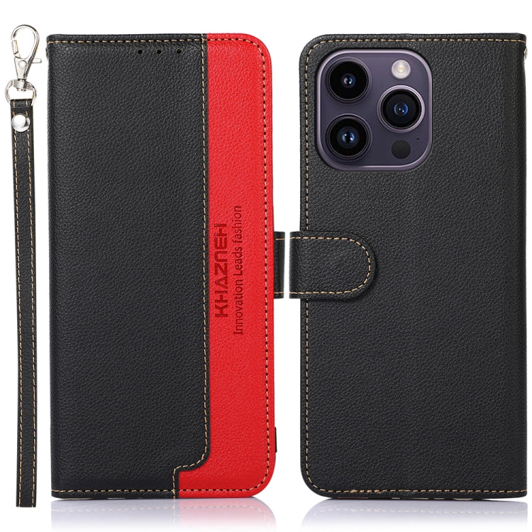 For iPhone 16 Pro Max KHAZNEH Litchi Texture Leather RFID Phone Case(Black) - iPhone 16 Pro Max Cases by PMC TechLife | Online Shopping South Africa | PMC TechLife | Buy Now Pay Later Mobicred