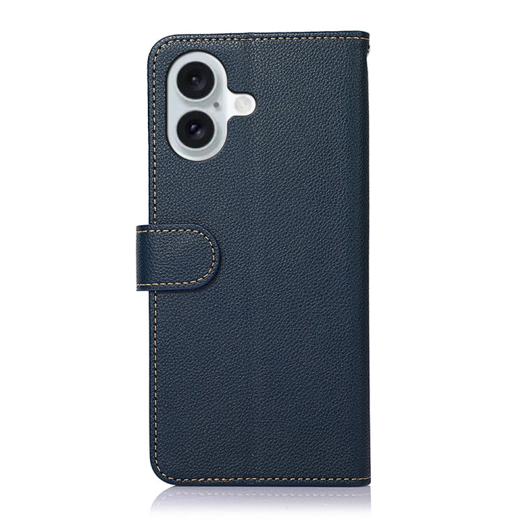 For iPhone 16 KHAZNEH Litchi Texture Leather RFID Phone Case(Blue) - iPhone 16 Cases by PMC TechLife | Online Shopping South Africa | PMC TechLife | Buy Now Pay Later Mobicred