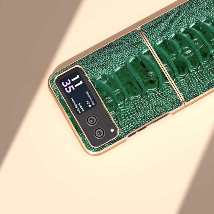 For Motorola Razr 40 Nano Plating Genuine Leather Weilai Series Phone Case(Green) - Motorola Cases by PMC TechLife | Online Shopping South Africa | PMC TechLife | Buy Now Pay Later Mobicred