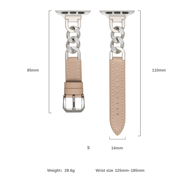 For Apple Watch Ultra 49mm Chain Genuine Leather Watch Band, Size: S(Rose Gold Apricot) - free shipping - PMC TechLife - Order now!