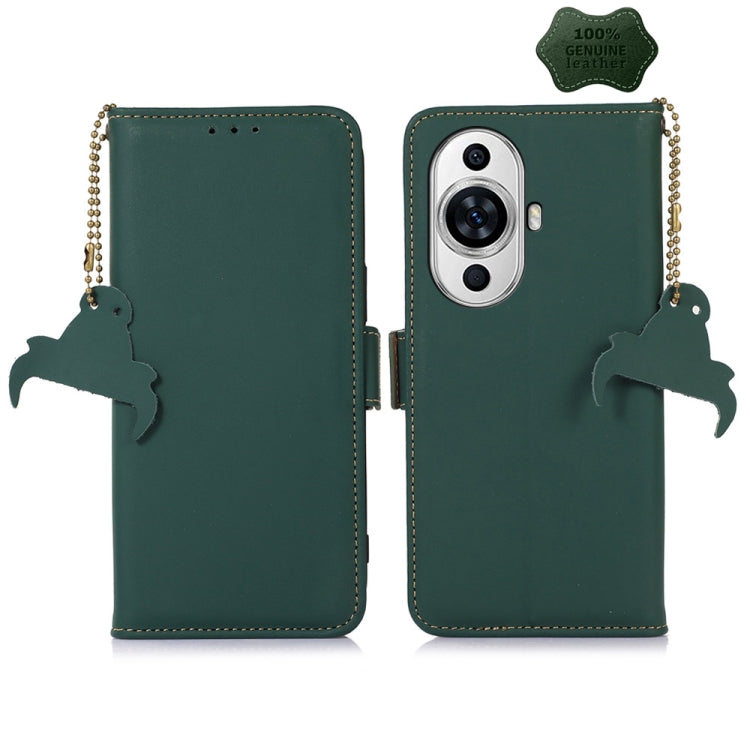 For Huawei Nova 11 Pro / Nova 11 Ultra Genuine Leather Magnetic RFID Leather Phone Case(Green) - Huawei Cases by PMC TechLife | Online Shopping South Africa | PMC TechLife | Buy Now Pay Later Mobicred