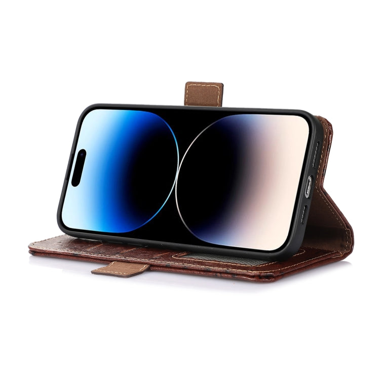 For Asus Zenfone 10 / Zenfone 9 Ostrich Pattern Genuine Leather RFID Phone Case(Coffee) - ASUS Cases by PMC TechLife | Online Shopping South Africa | PMC TechLife | Buy Now Pay Later Mobicred