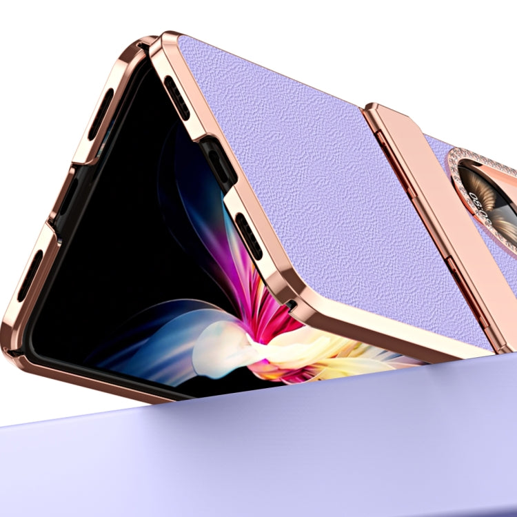 For Huawei P50 Pocket Plated Plain Leather Folding Phone Case with Hinge(White) - Huawei Cases by PMC TechLife | Online Shopping South Africa | PMC TechLife | Buy Now Pay Later Mobicred