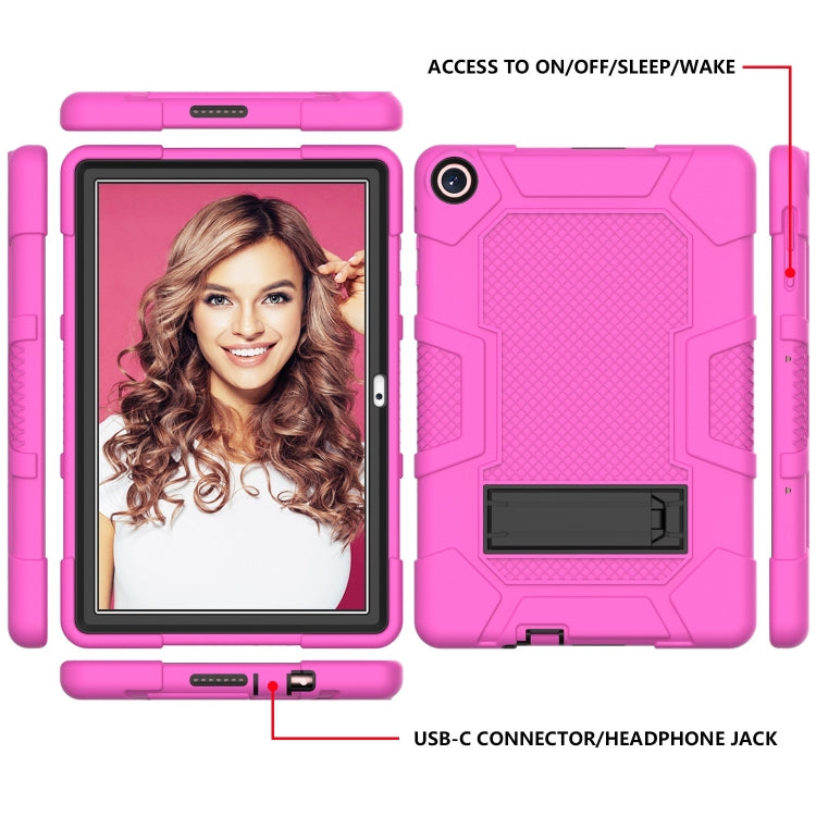For Huawei MatePad T 10s / T10 Contrast Color Robot B3 Silicone Hybrid PC Tablet Case with Holder(Rose Red Black) - Huawei by PMC TechLife | Online Shopping South Africa | PMC TechLife | Buy Now Pay Later Mobicred