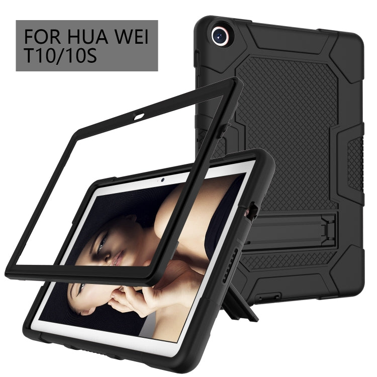 For Huawei MatePad T 10s / T10 Contrast Color Robot B3 Silicone Hybrid PC Tablet Case with Holder(Black) - free shipping - PMC TechLife - Order now!