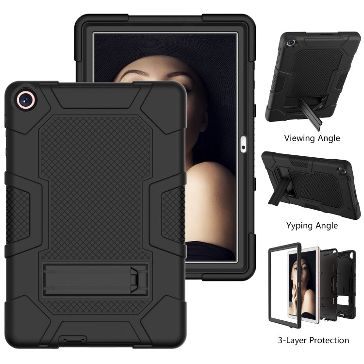For Huawei MatePad T 10s / T10 Contrast Color Robot B3 Silicone Hybrid PC Tablet Case with Holder(Black) - free shipping - PMC TechLife - Order now!