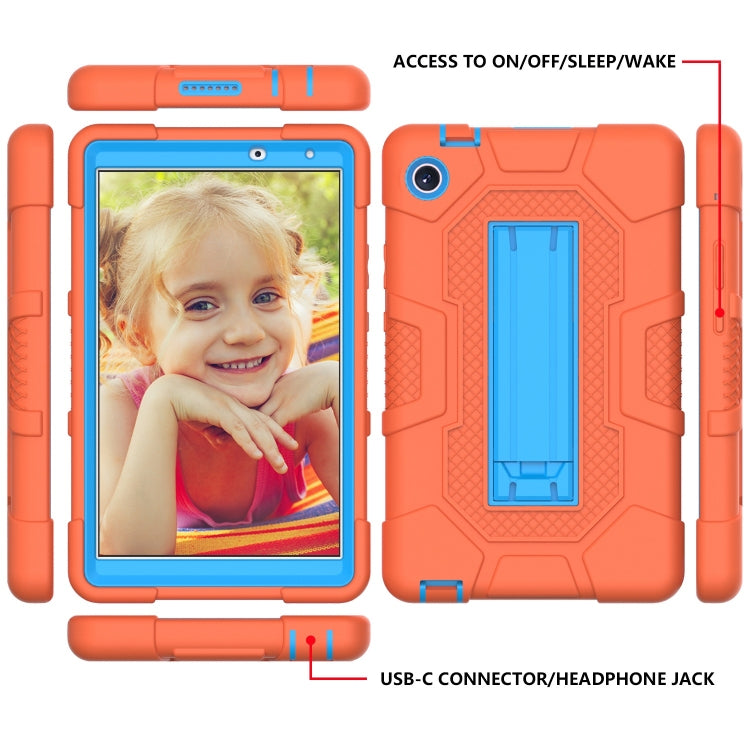 For Huawei MatePad T8 Contrast Color Robot B3 Silicone Hybrid PC Tablet Case with Holder(Orange Blue) - Huawei by PMC TechLife | Online Shopping South Africa | PMC TechLife | Buy Now Pay Later Mobicred
