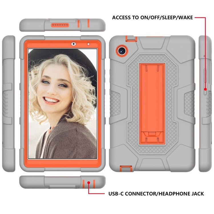 For Huawei MatePad T8 Contrast Color Robot B3 Silicone Hybrid PC Tablet Case with Holder(Grey Orange) - Huawei by PMC TechLife | Online Shopping South Africa | PMC TechLife | Buy Now Pay Later Mobicred