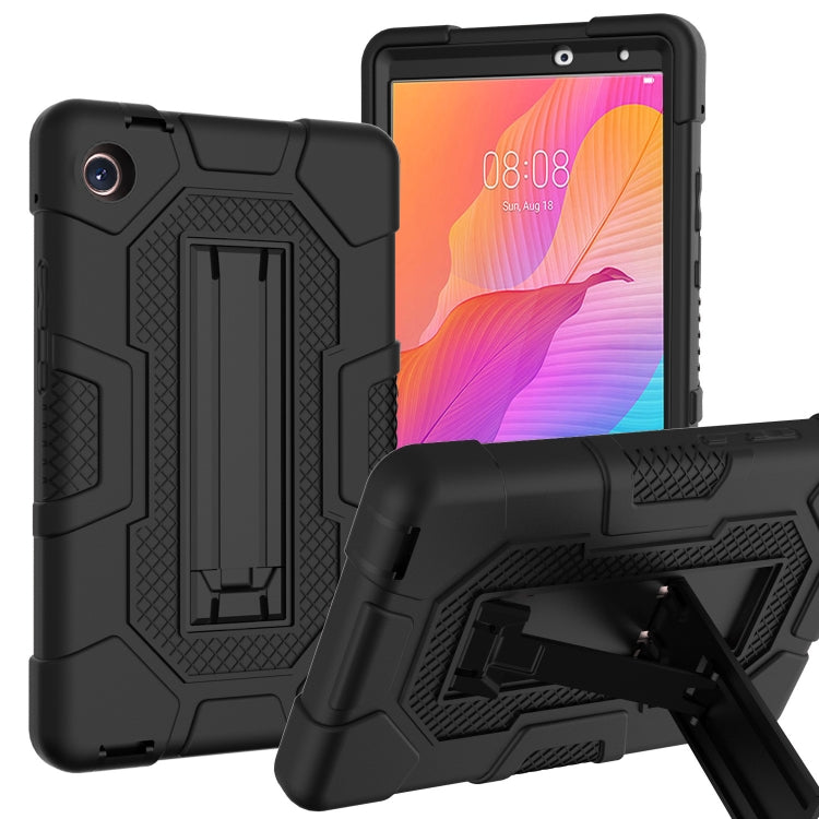 For Huawei MatePad T8 Contrast Color Robot B3 Silicone Hybrid PC Tablet Case with Holder(Black) - Huawei by PMC TechLife | Online Shopping South Africa | PMC TechLife | Buy Now Pay Later Mobicred