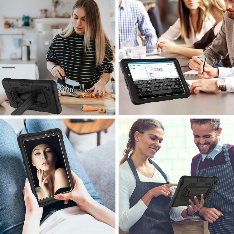 For Huawei MatePad T8 Contrast Color Robot B3 Silicone Hybrid PC Tablet Case with Holder(Black) - Huawei by PMC TechLife | Online Shopping South Africa | PMC TechLife | Buy Now Pay Later Mobicred