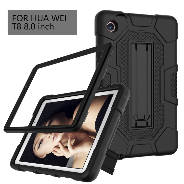 For Huawei MatePad T8 Contrast Color Robot B3 Silicone Hybrid PC Tablet Case with Holder(Black) - Huawei by PMC TechLife | Online Shopping South Africa | PMC TechLife | Buy Now Pay Later Mobicred