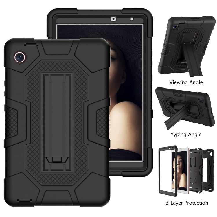 For Huawei MatePad T8 Contrast Color Robot B3 Silicone Hybrid PC Tablet Case with Holder(Black) - Huawei by PMC TechLife | Online Shopping South Africa | PMC TechLife | Buy Now Pay Later Mobicred