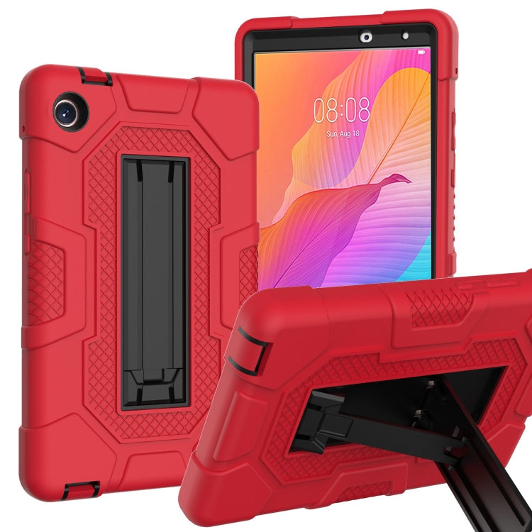 For Huawei MatePad T8 Contrast Color Robot B3 Silicone Hybrid PC Tablet Case with Holder(Red Black) - Huawei by PMC TechLife | Online Shopping South Africa | PMC TechLife | Buy Now Pay Later Mobicred