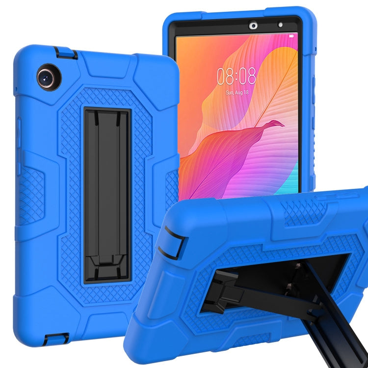 For Huawei MatePad T8 Contrast Color Robot B3 Silicone Hybrid PC Tablet Case with Holder(Blue Black) - Huawei by PMC TechLife | Online Shopping South Africa | PMC TechLife | Buy Now Pay Later Mobicred