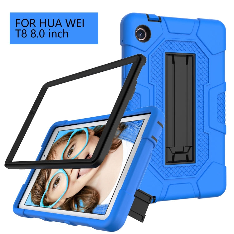For Huawei MatePad T8 Contrast Color Robot B3 Silicone Hybrid PC Tablet Case with Holder(Blue Black) - Huawei by PMC TechLife | Online Shopping South Africa | PMC TechLife | Buy Now Pay Later Mobicred