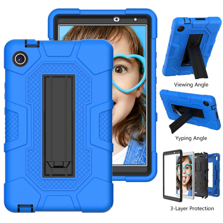 For Huawei MatePad T8 Contrast Color Robot B3 Silicone Hybrid PC Tablet Case with Holder(Blue Black) - Huawei by PMC TechLife | Online Shopping South Africa | PMC TechLife | Buy Now Pay Later Mobicred