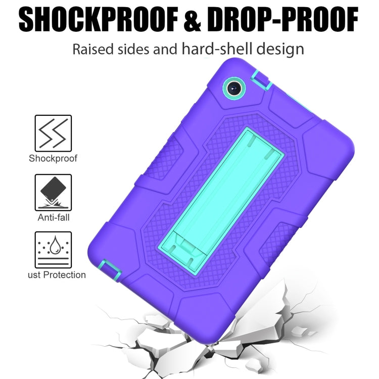 For Huawei MatePad T8 Contrast Color Robot B3 Silicone Hybrid PC Tablet Case with Holder(Purple Mint Green) - Huawei by PMC TechLife | Online Shopping South Africa | PMC TechLife | Buy Now Pay Later Mobicred
