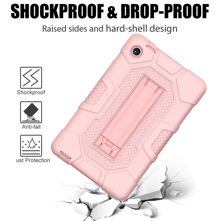 For Huawei MatePad T8 Contrast Color Robot B3 Silicone Hybrid PC Tablet Case with Holder(Rose Gold) - Huawei by PMC TechLife | Online Shopping South Africa | PMC TechLife | Buy Now Pay Later Mobicred