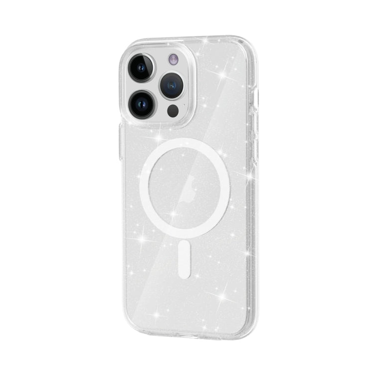 For iPhone 15 Pro Max Terminator Style Glitter Powder MagSafe Magnetic Phone Case(White) - iPhone 15 Pro Max Cases by PMC TechLife | Online Shopping South Africa | PMC TechLife