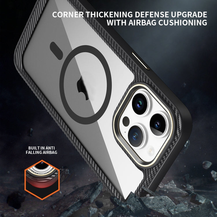 For iPhone 13 MagSafe Carbon Fiber Transparent Back Panel Phone Case(Green) - iPhone 13 Cases by PMC TechLife | Online Shopping South Africa | PMC TechLife