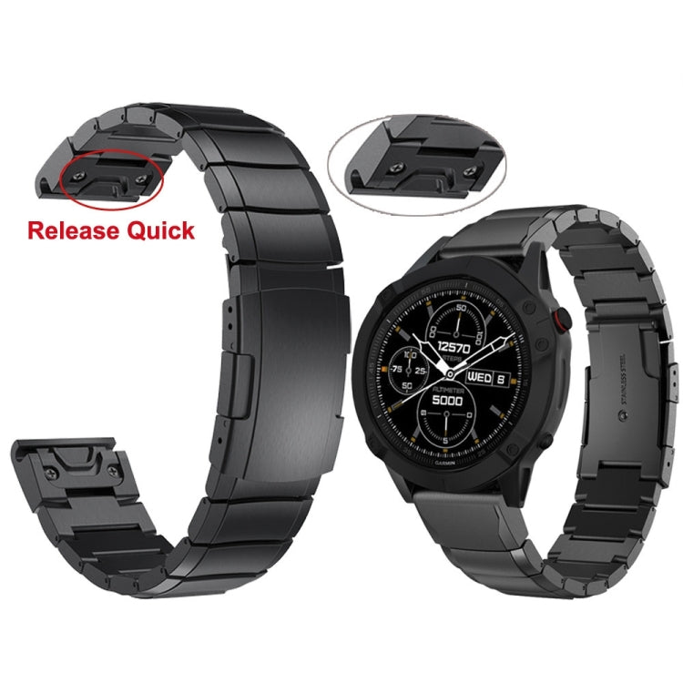For Garmin Epix Pro 51mm Tortoise Shell Stainless Steel Watch Band(Black) - Watch Bands by PMC TechLife | Online Shopping South Africa | PMC TechLife